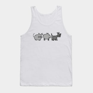 Cute Animals Cat Pig Dog Pixelart Tank Top